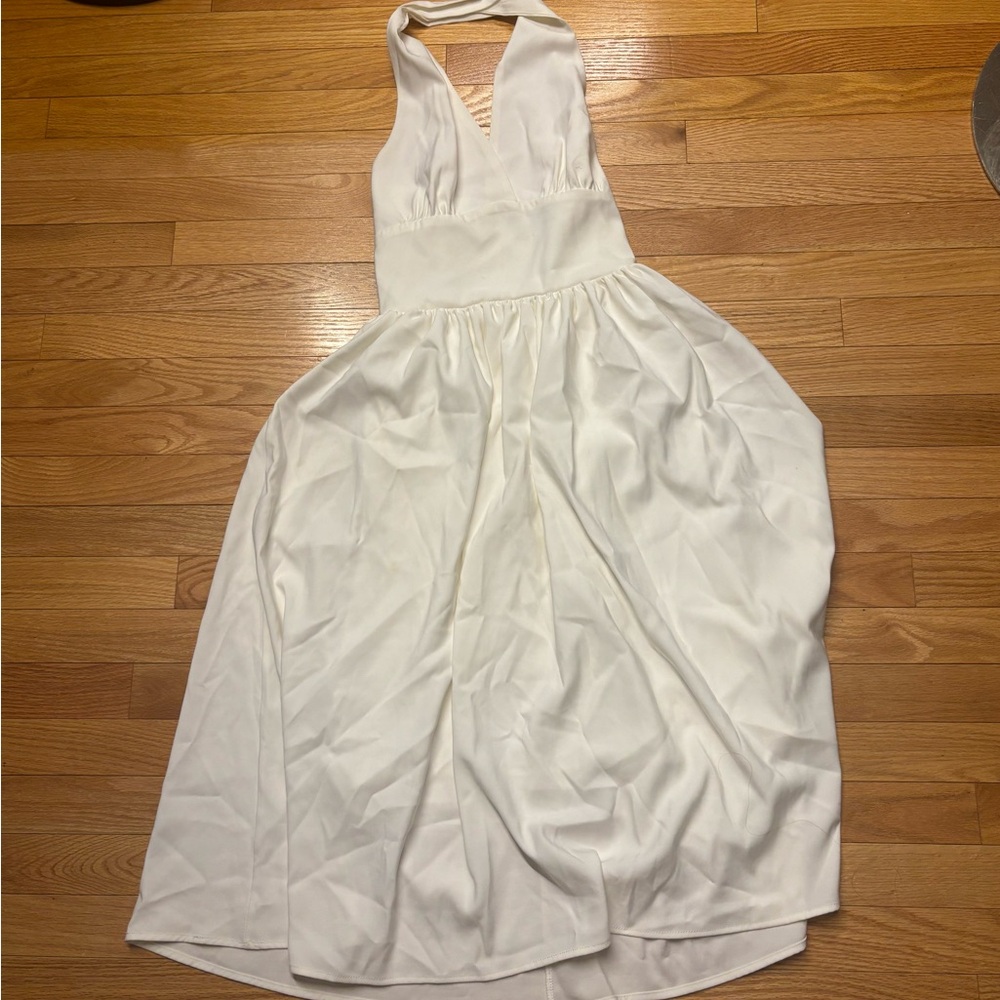 Elegant Backless White Halter Dresss